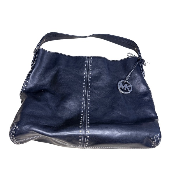 🔥 Michael Kors Astor Black Silver Studded Leather Hobo shoulder bag w/ Dustbag - Picture 9 of 9